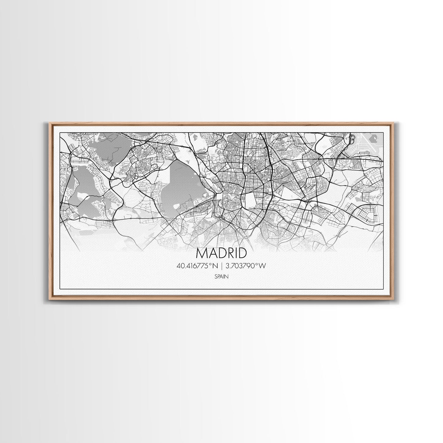 Madrid City Map, Spain Map, Map Art, Modern Art, Wall Art, Canvas Art, Europe Wall Art, Girl Room Décor, Mens Gift, Preppy Wall Art, Office