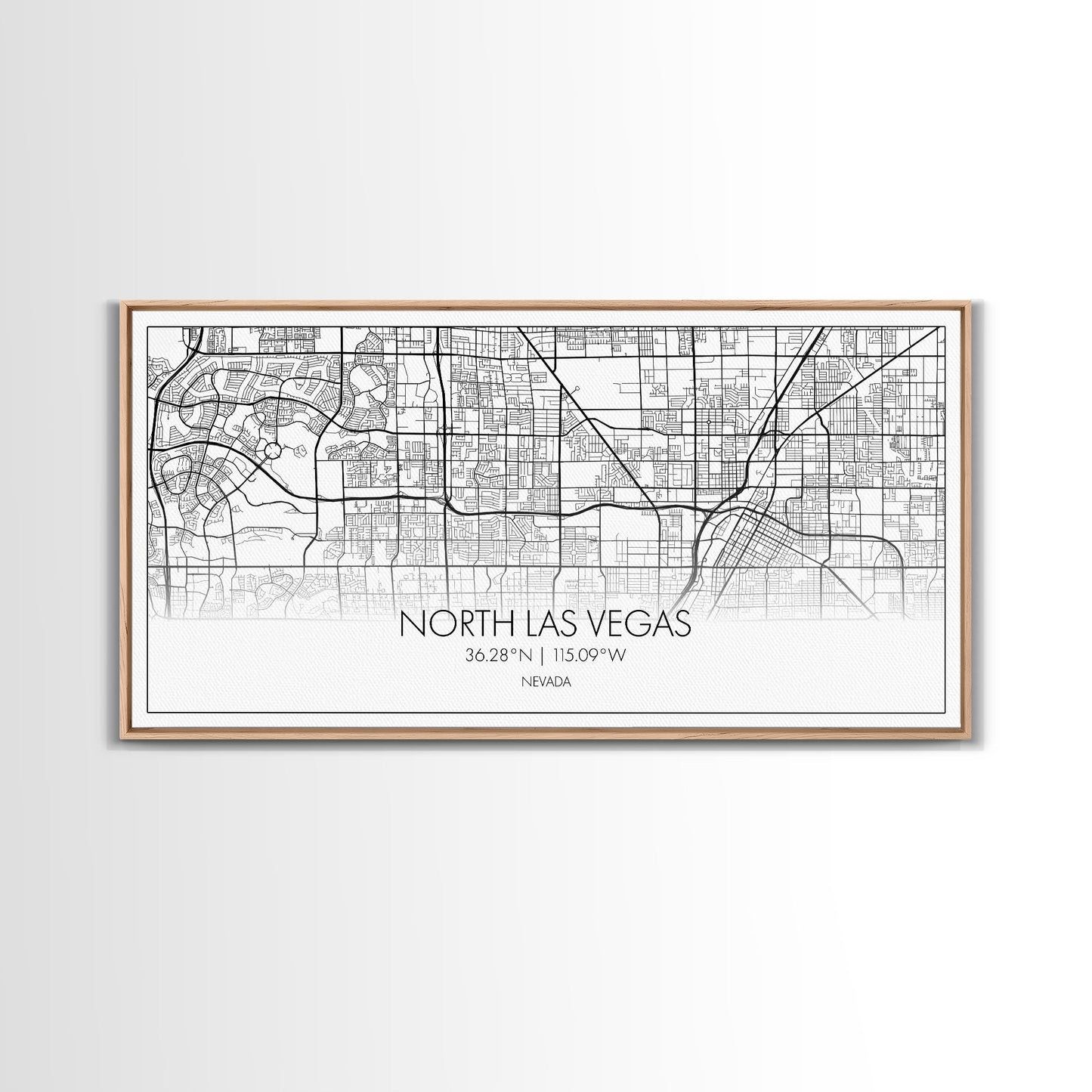 North Las Vegas City Map, Nevada Art, Map Print, Minimalist Wall Art, Wall Art, Canvas Art, Gamer Room Décor, Teacher Gift, Teen Boy Décor