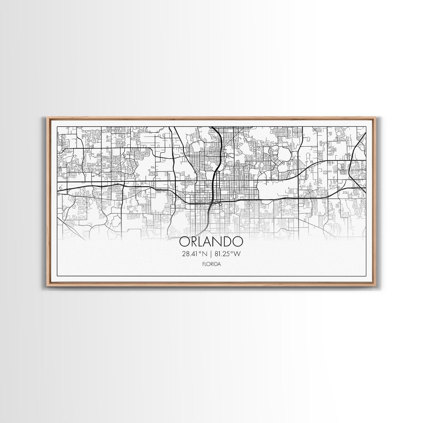 Orlando City Map, Florida Art, Map Print, Minimalist Wall Art, Wall Art, Canvas Art, New Homeowner Gift, Gaming Wall Décor, Wall Hanging