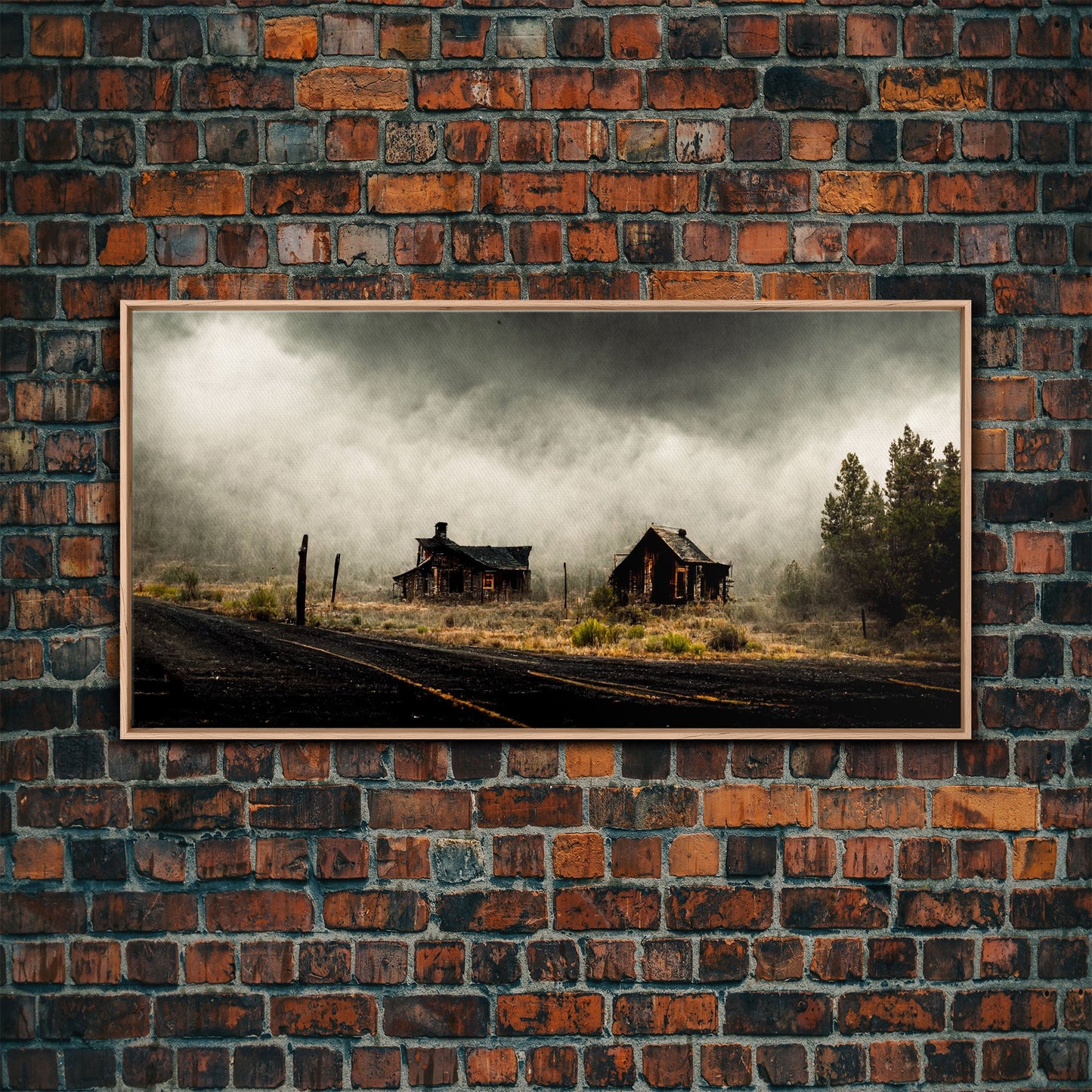 Ghost town canvas art, wild west theme, abandoned art
