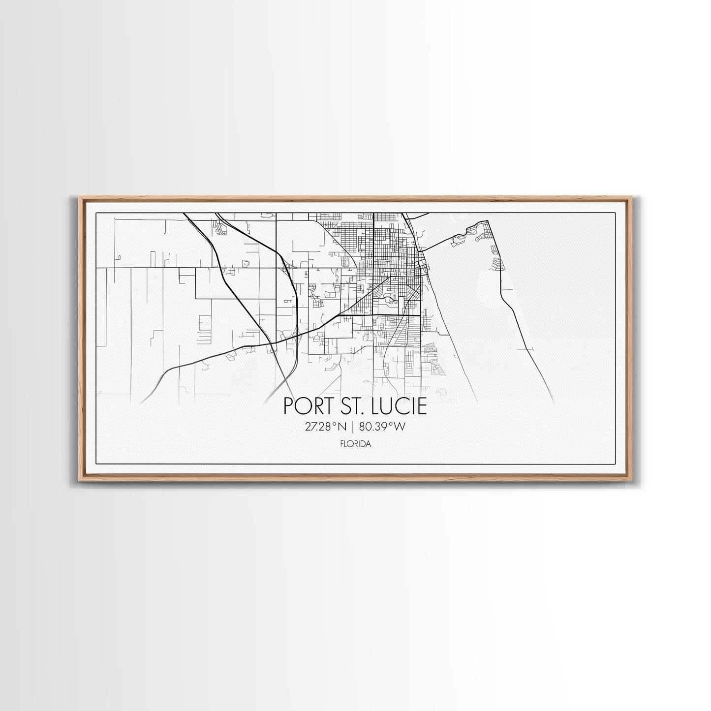 Port St Lucie City Map, Florida Art, Map Print, Minimalist Wall Art, Wall Art, Canvas Art, Rustic Wall Art, Birthday Gift, Dorm Room Décor