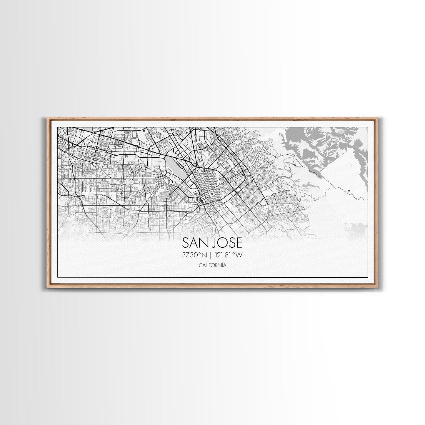 San Jose City Map, California Art, Map Print, Modern Wall Art, Wall Art, Canvas Art, Modern Office Art, Above Bed Décor, Prints Wall Art