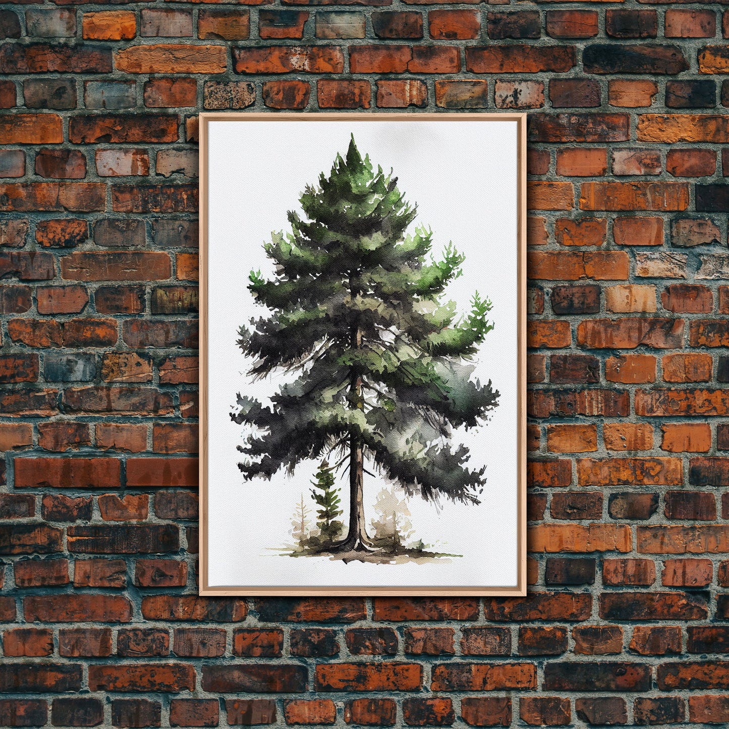 Pine Tree Watercolor Wall Art Canvas Print - Vibrant Colorful Nature Scene Artwork, lakehouse art
