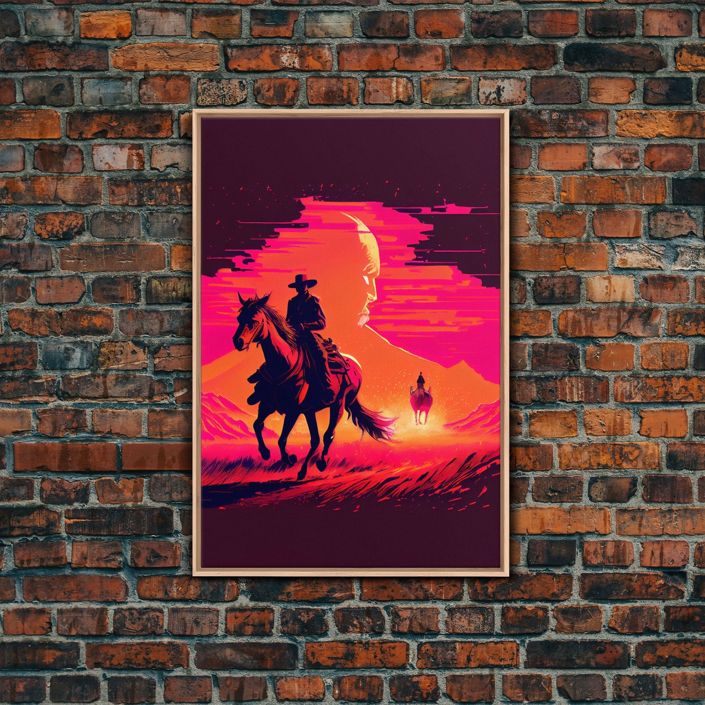 Vaporwave Cowboy Horse Desert Purple Man Fine Art Print, Wall Art Print, Wall Poster, Wall Décor