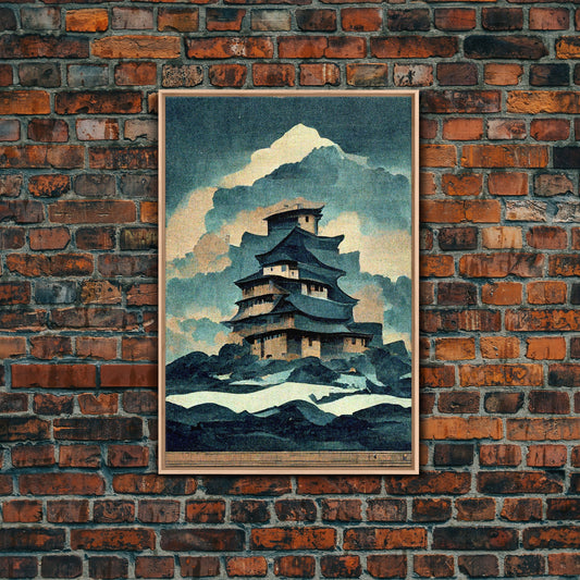 Shiro Japanese Castle Canvas Print, jō, cool wall art, antique looking wall art, vintage style wall decor