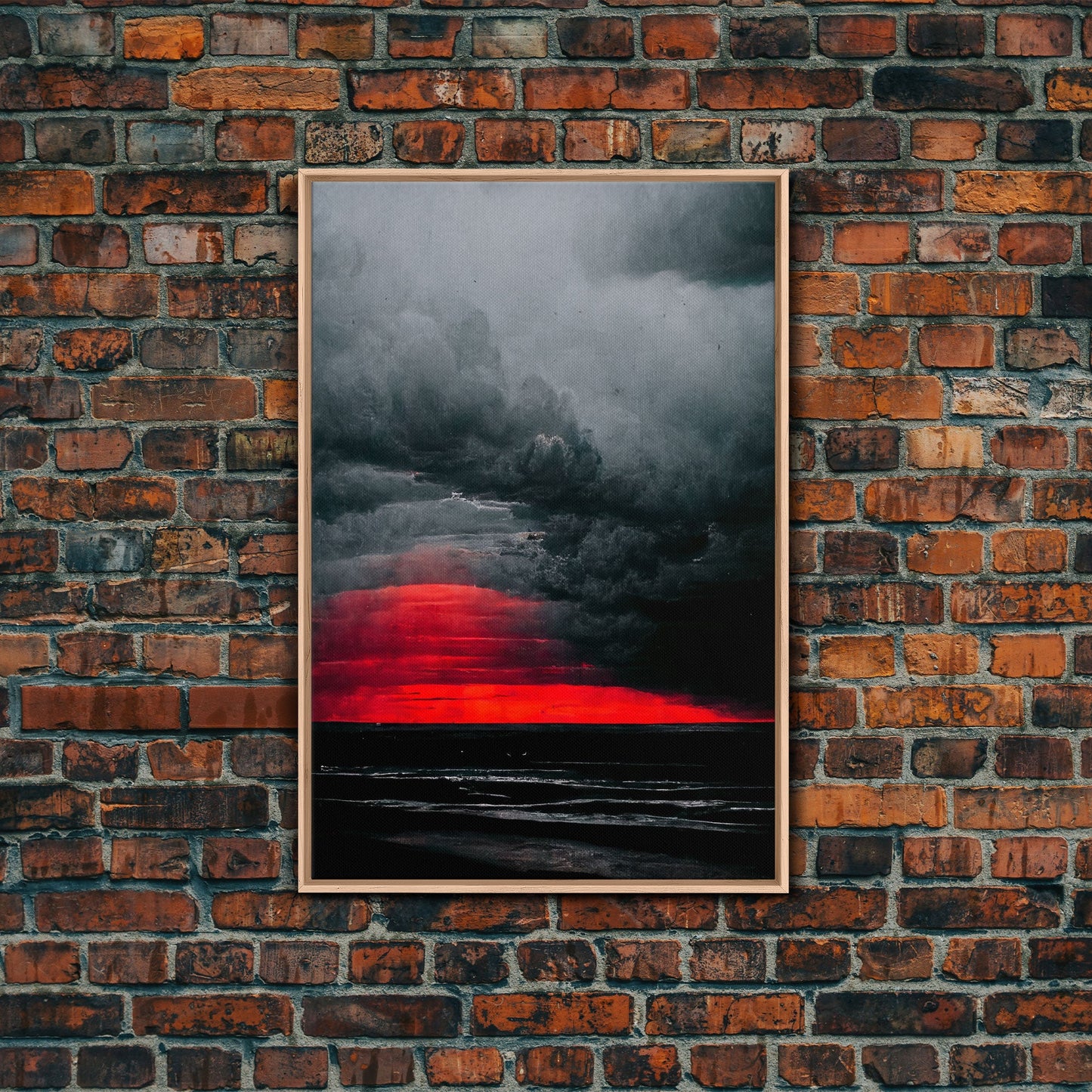 Spooky Horror Canvas Print, Bloodmoon Sunset, Blood moon, Halloween Wall Art, Ready To Hang