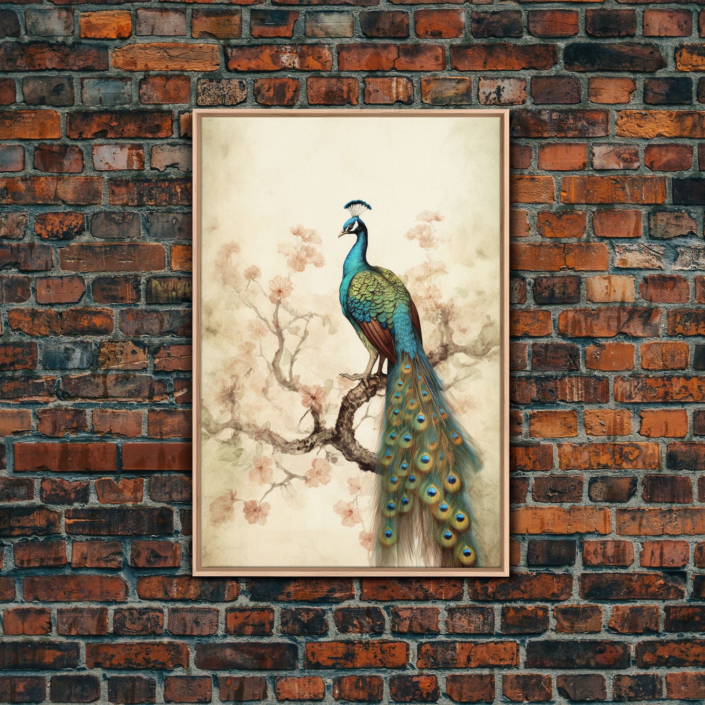peacock wall art | peacock art print | boho wall art | peacock poster | mid century modern art | home office wall art | Farmhouse Canvas Art