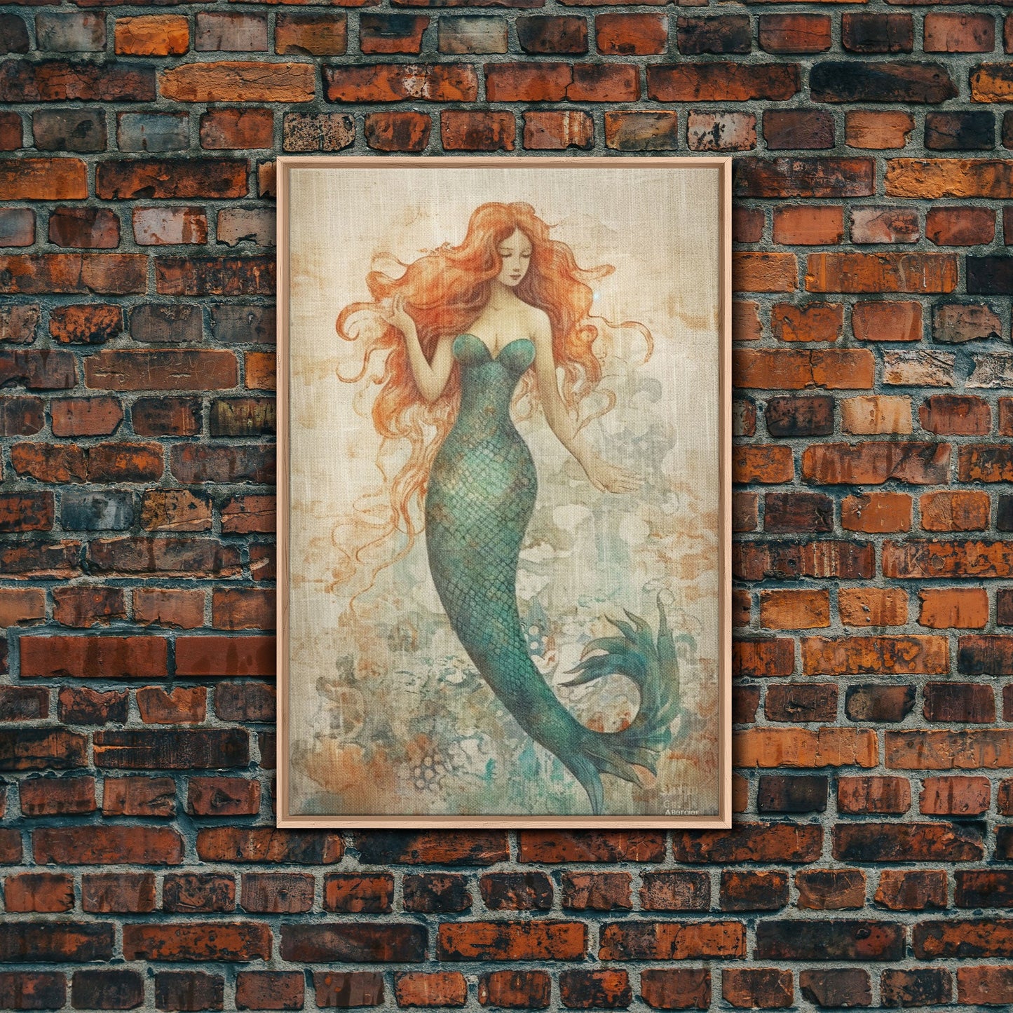 Coastal Mermaid Canvas Print Or Poster, Framed