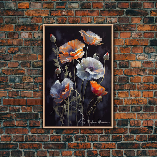 Vintage Style Flower / Botanical Painting Print / Framed Canvas Print / Beautiful Floral Decor / Boho Style Flower Art / Minimalist Painting