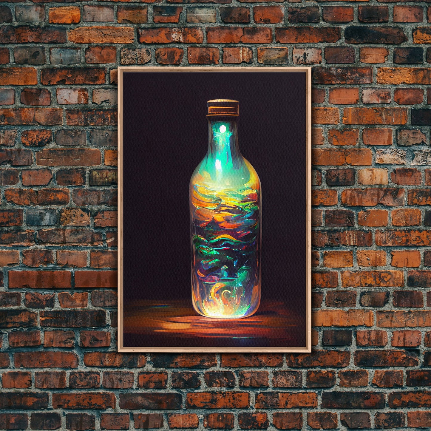 Miniature world in a bottle canvas print, high fantasy wall art, magical wall art, ready to hang wall art