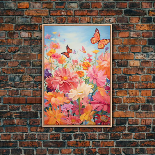 Spring Decor, Wildflower Meadow, Floral Art, Colorful Print, Canvas Print, Wall Art, Vertical Art, Gift For Women, Ranch House Decor