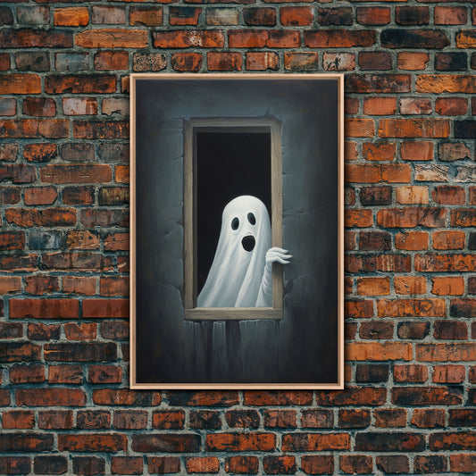 The Ghost In The Window, Vintage Canvas, Art Canvas Print, Dark Academia, Haunting Ghost, Halloween Decor, Spooky Gothic Decor