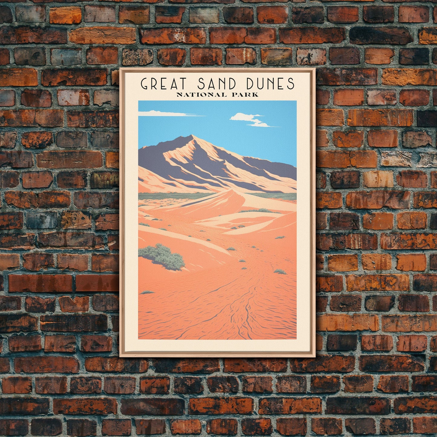 Great Sand Dunes National Park Travel Poster Art, Canvas Print Wall Art, Colorado Travel Art, Midcentury Modern Travel Decor, MCM Wall Art