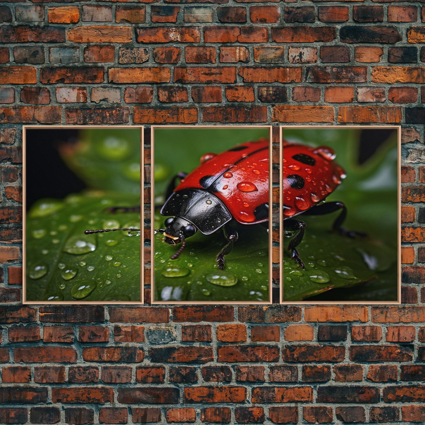 Lady Bug Wall Art, Insect Art Print, Nature Art, Canvas Print, Wall Art, 3 Piece Wall Art, Dorm Room Art, Living Room Prints, Office Prints