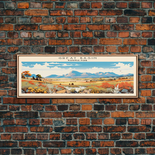 Great Basin National Park Panoramic Nevada Travel Art, National Park Print, Minimalist Travel Art, Subdued Watercolor Painting Panoramic