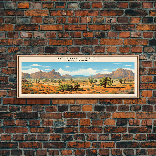 Joshua Tree National Park Panoramic California Travel Art, National Park Print, Minimalist Travel Art, Subdued Watercolor Painting Panoramic