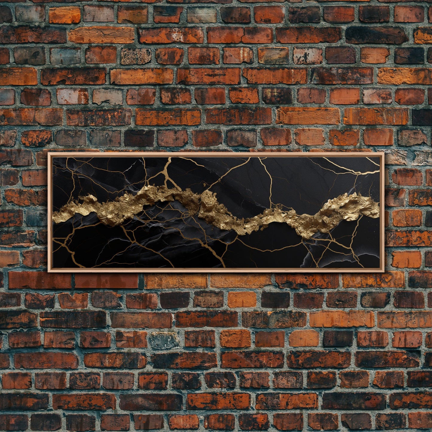 Black and Gold Marble Canvas Wall Art, Abstract Canvas Art, Panoramic Art, Large Wall Art, Marble Wall Decor, Large Canvas Art, Modern Art