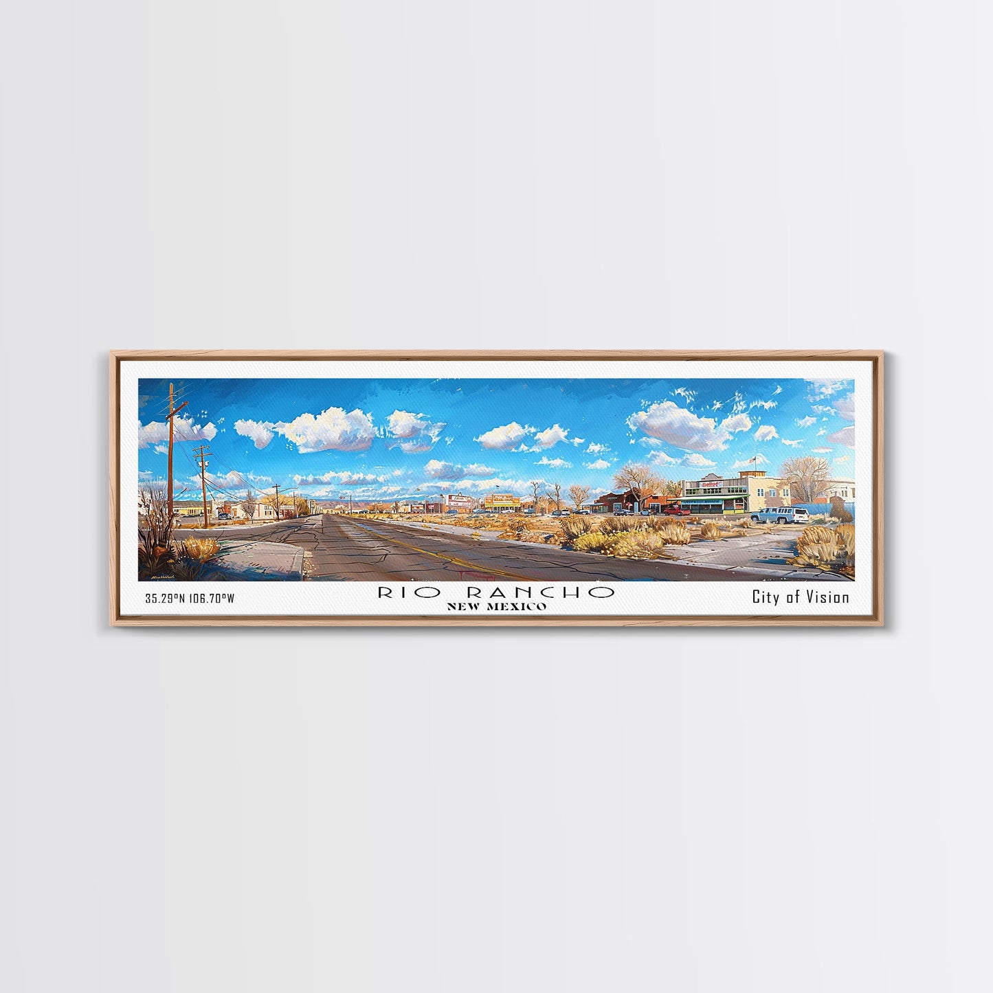 Rio Rancho New Mexico Panoramic Print, Elegant Framed Canvas Print, City Travel Poster, Home Decoration, Office Wall Art