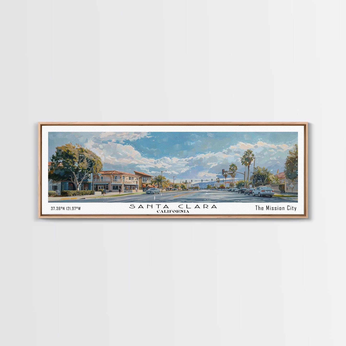 Santa Clara California Panoramic Print, Creative Framed Canvas Print, City Travel Poster, Home Decoration, Wall Art, Office Gift
