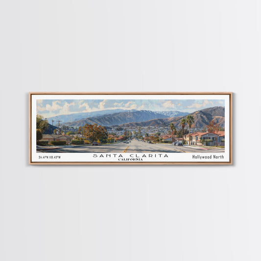 Santa Clarita California Travel Poster, Framed Canvas Print, Wall Art, Home Decor, Travel Print, Living Room Art, Artistic Gift
