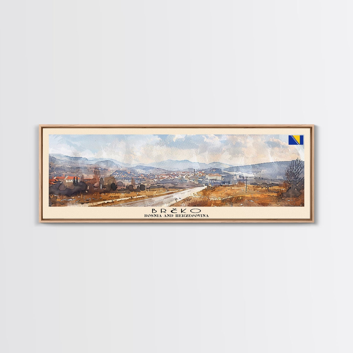 Brčko Bosnia Wall Art, Panoramic Travel Poster, Panoramic Framed Canvas Print, City Wall Art, Wall Hanging Home Decor, Travel Art