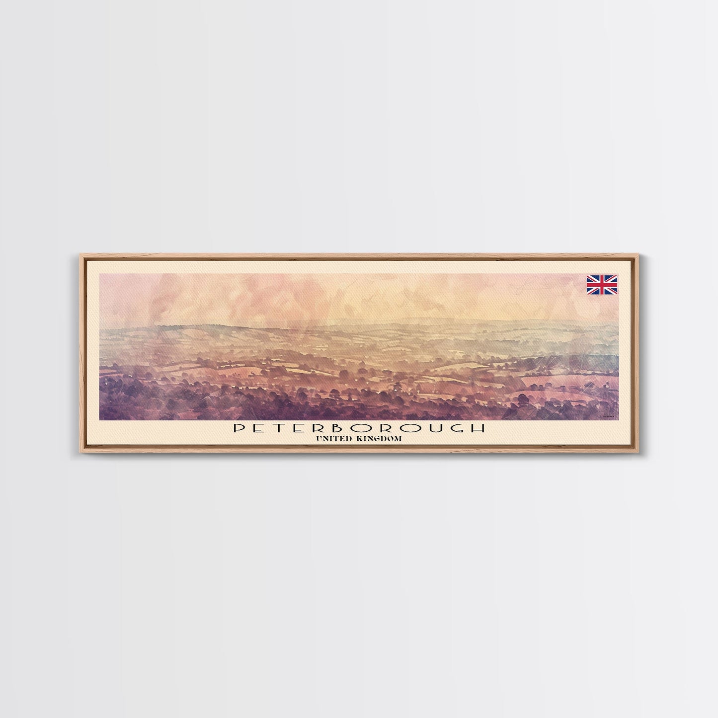 Peterborough United Kingdom Wall Art, Panoramic Travel Poster, Panoramic Framed Canvas Print, City Wall Art, Wall Hanging Home Decor, Travel Art