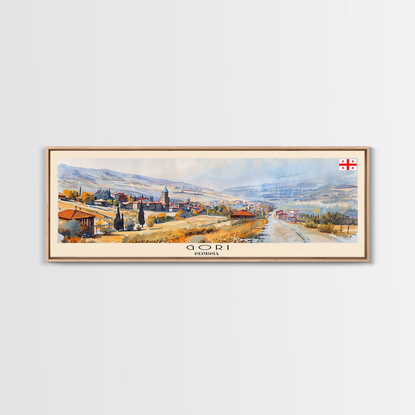 Gori Georgia Travel Print Wall Art, Panoramic City Art, Travel Art, Wall Decor, Vacation Gift, Framed Canvas Print Or Metal Art
