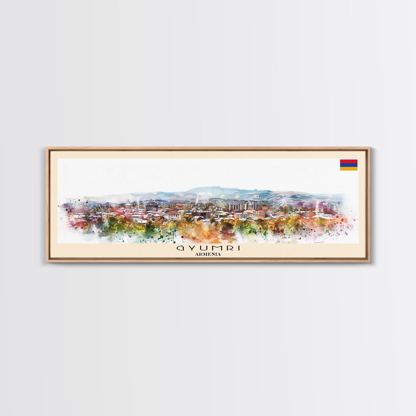 Gyumri Armenia Travel Print Wall Art, Panoramic City Art, Travel Art, Wall Decor, Vacation Gift, Framed Canvas Print Or Metal Art