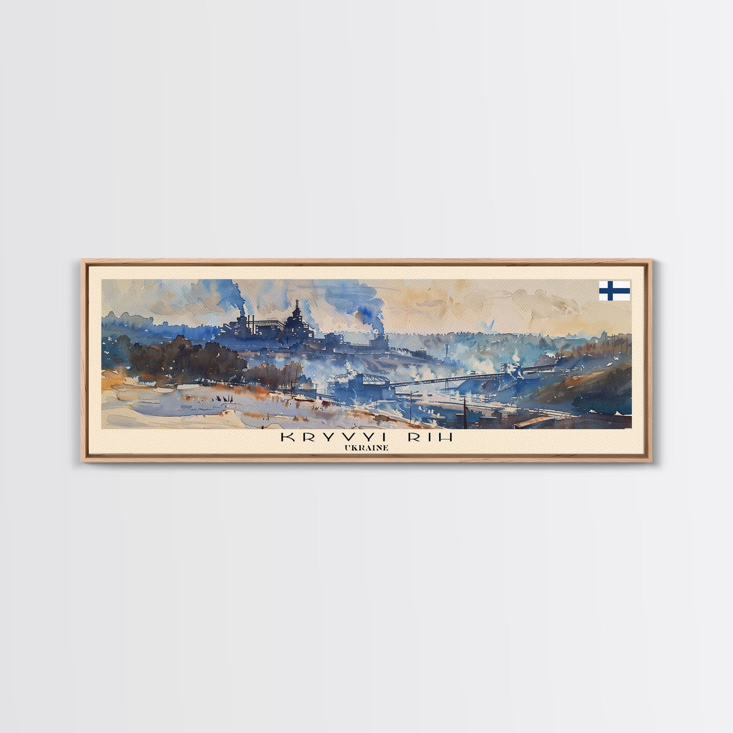 KryvyiRih Ukraine Panoramic Travel Poster, Framed Canvas Print or Metal Wall Art, Travel Art, Home Decor, Panoramic Painting, Midcentury Art