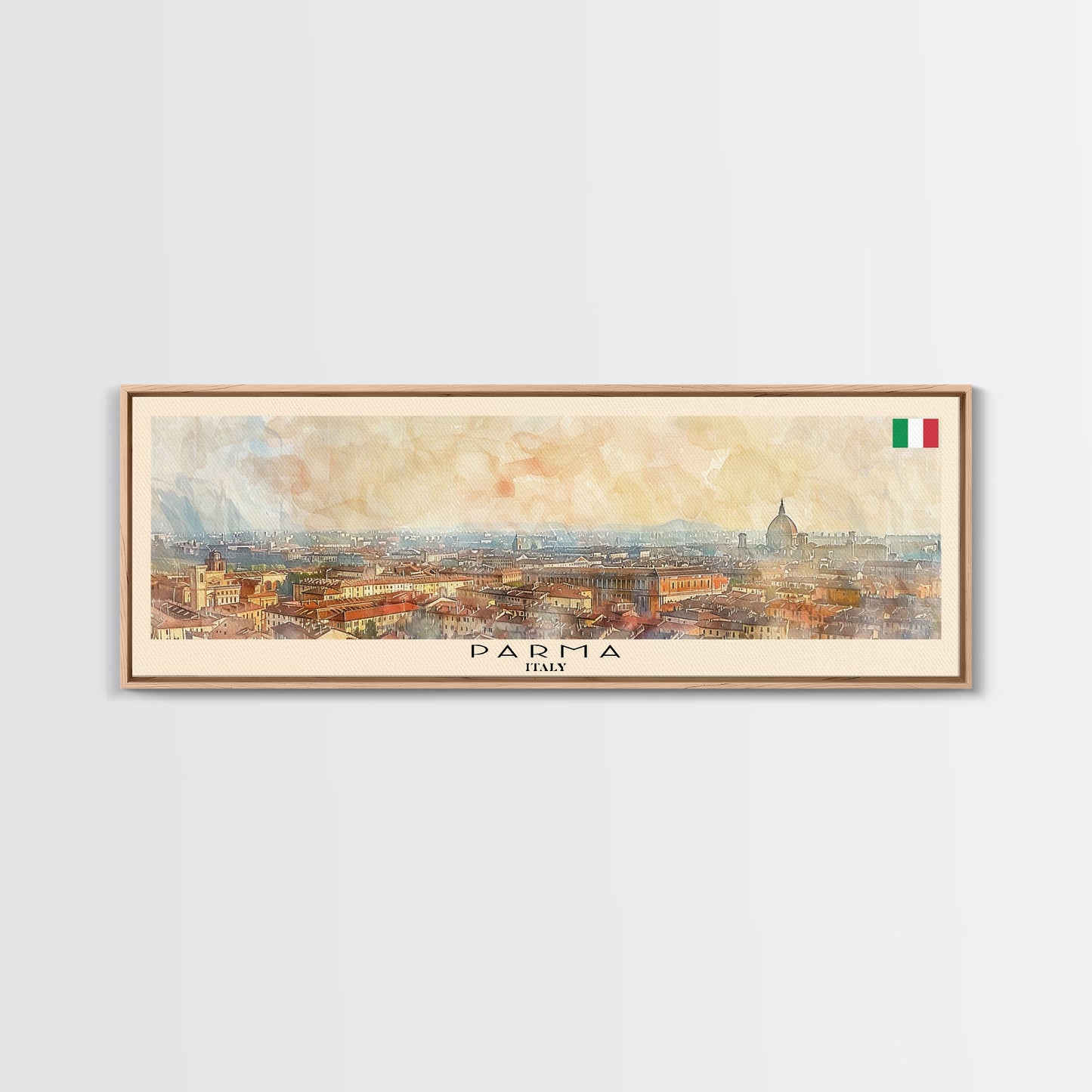 Parma Italy Wall Art, Panoramic Travel Poster, Panoramic Framed Canvas Print, City Wall Art, Wall Hanging Home Decor, Travel Art