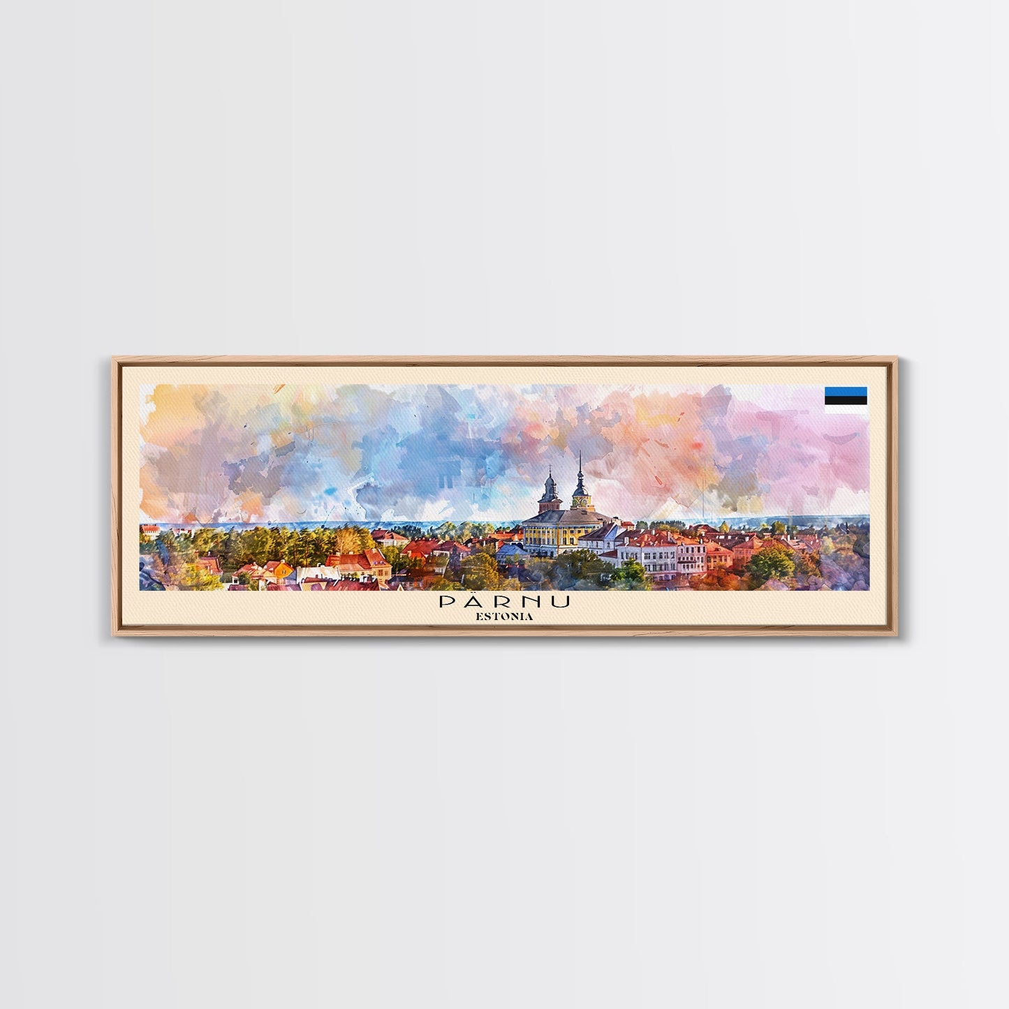 Parnu Estonia Travel Print Wall Art, Panoramic City Art, Travel Art, Wall Decor, Vacation Gift, Framed Canvas Print Or Metal Art