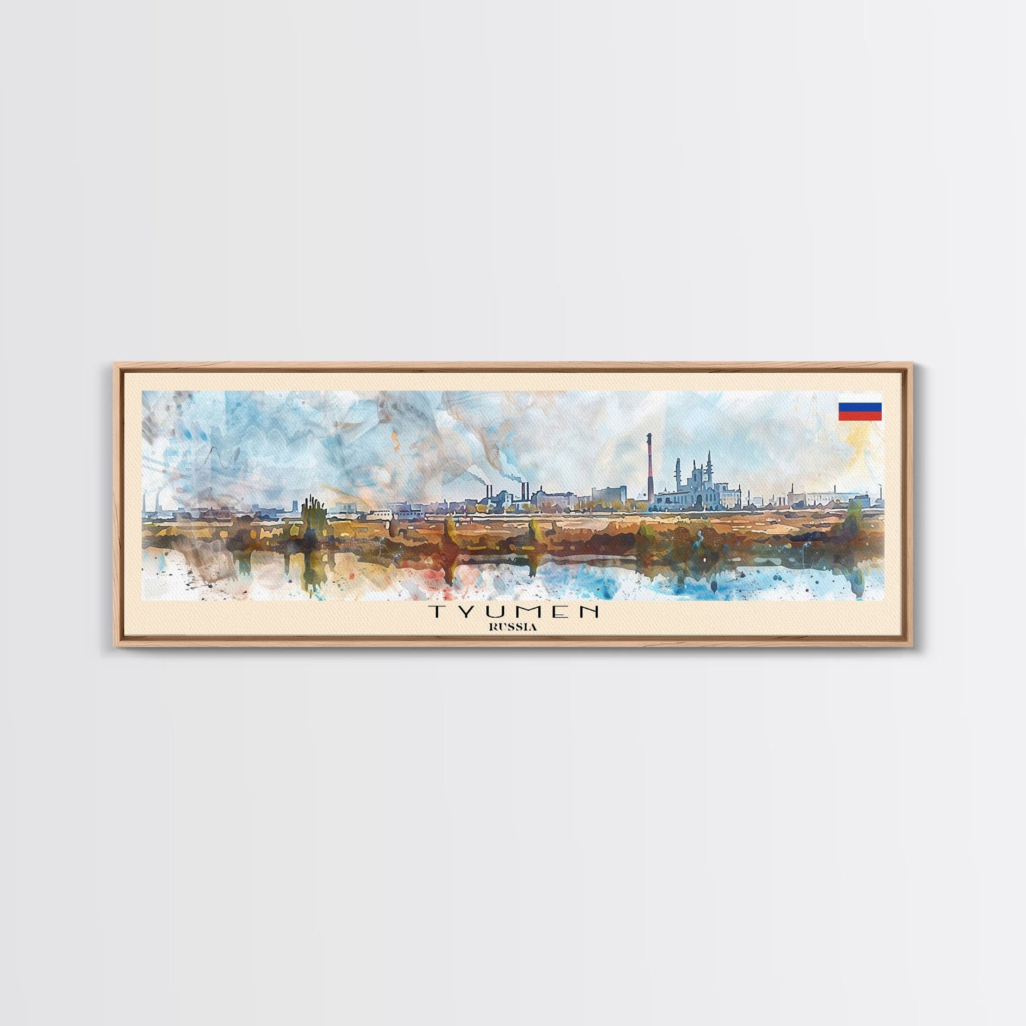 Tyumen Russia Panoramic Travel Poster, Framed Canvas Print or Metal Wall Art, Travel Art, Home Decor, Panoramic Painting, Midcentury Art