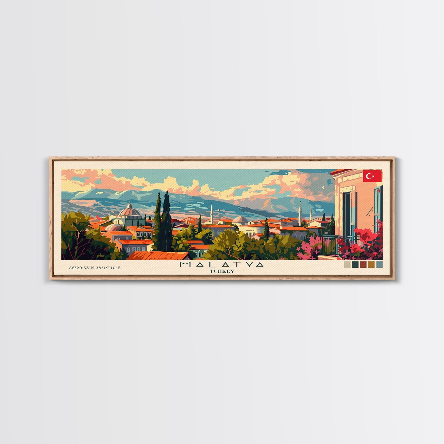 Malatya Turkey Travel Print Wall Art, Panoramic City Art, Travel Art, Wall Decor, Vacation Gift, Framed Canvas Print Or Metal Art