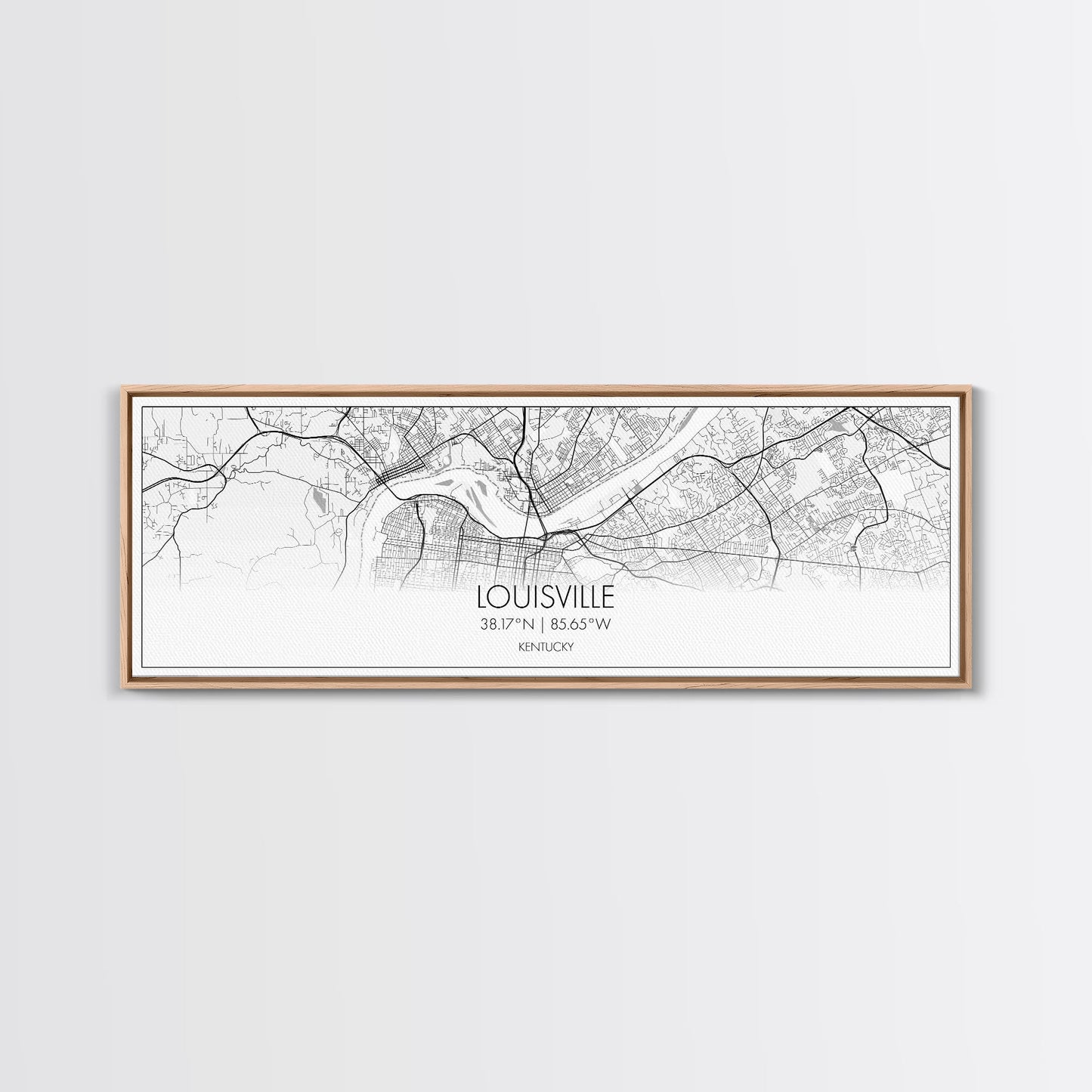 Panoramic Louisville City Map, Kentucky Art, Map Print, Minimalist Wall Art, Canvas Art, Housewarming Gift, Street Map Art, Closing Gift