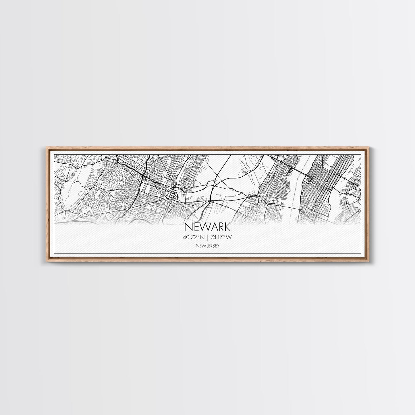 Panoramic Newark City Map, New Jersey Art, Map Print, Minimalist Wall Art, Canvas Art, Housewarming Gift, Street Map Art, Closing Gift