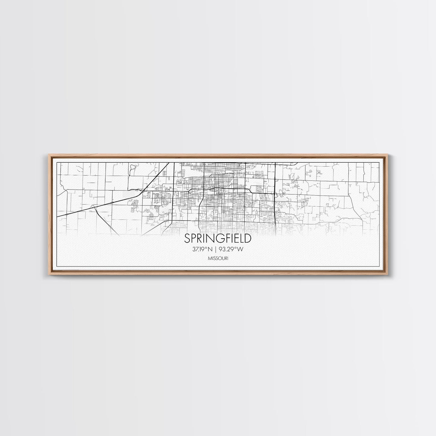 Panoramic Springfield City Map, Missouri Art, Map Print, Minimalist Wall Art, Canvas Art, Housewarming Gift, Street Map Art, Closing Gift
