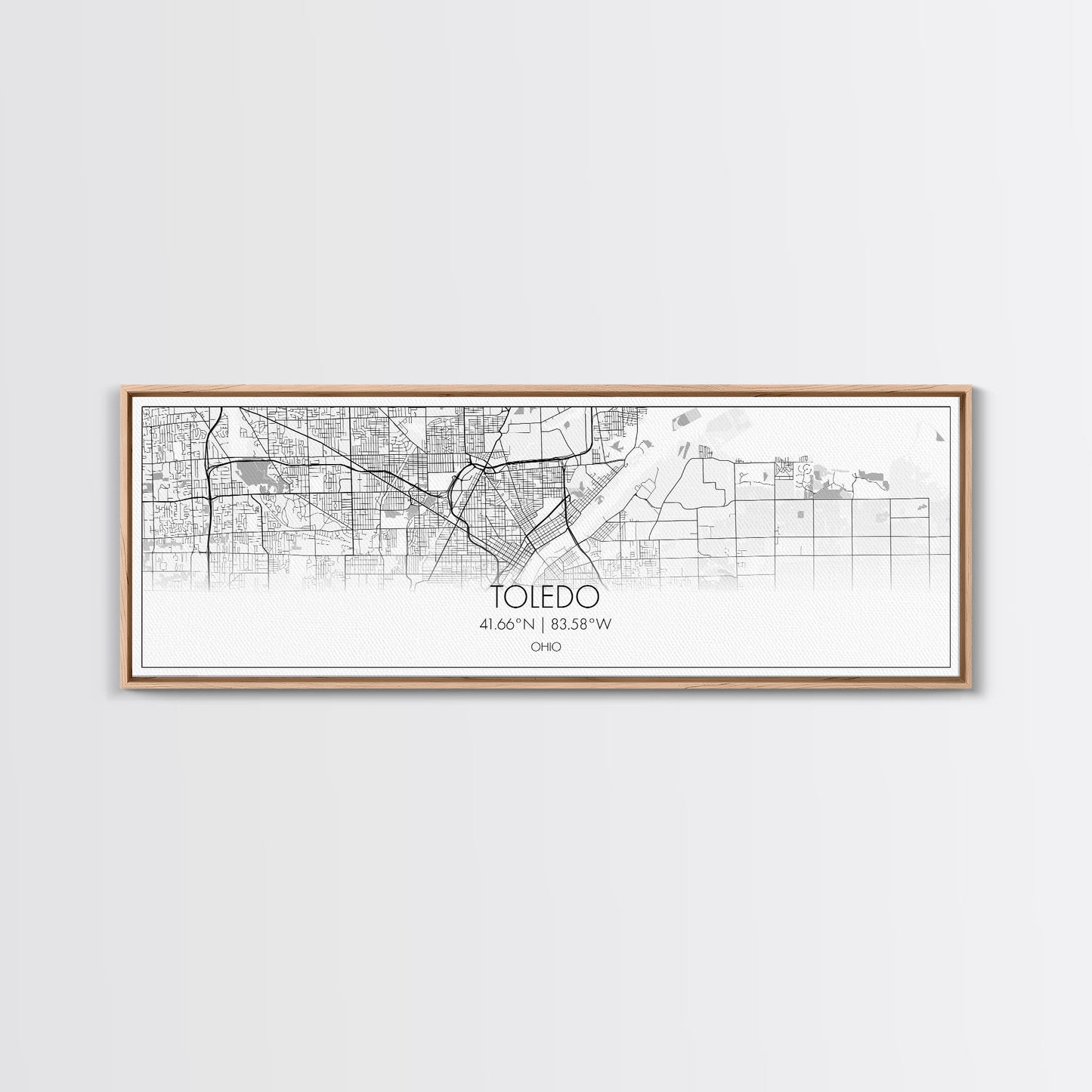 Panoramic Toledo City Map, Ohio Art, Map Print, Minimalist Wall Art, Canvas Art, Housewarming Gift, Street Map Art, Closing Gift
