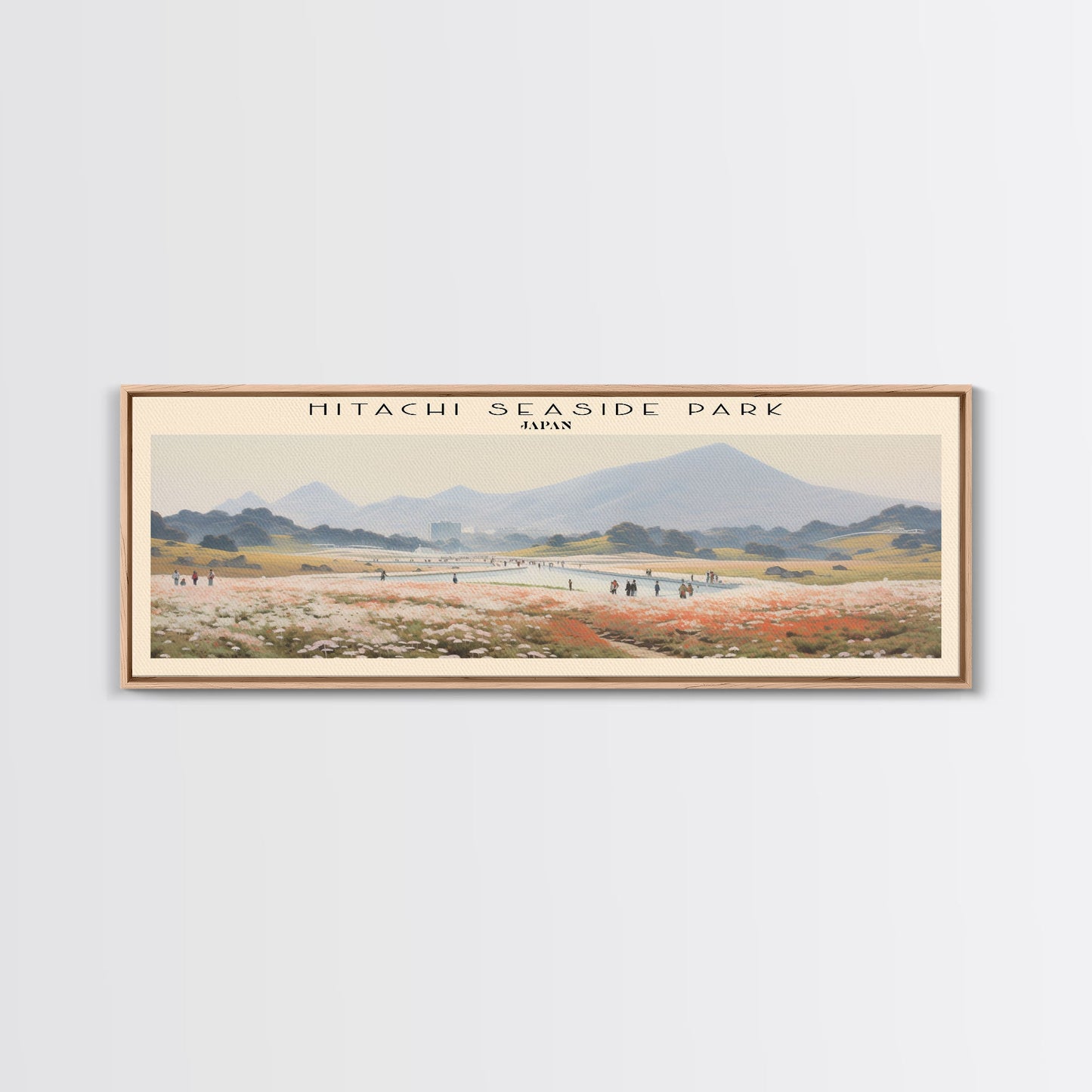 Hitachi Seaside Park COUNTRY | Framed Travel Poster Canvas Print | Trendy Wall Art | Watercolor Painting | Living Room Art | Unique Art