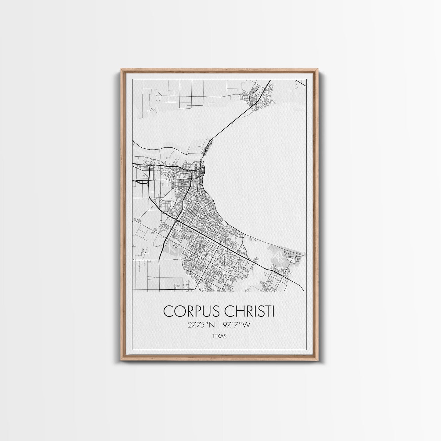 Corpus Christi Street Map, Texas Map, City Map Art, Minimalist Art, Wall Art, Canvas Print, Travel Wall Décor, Gift For Dad, Office Décor