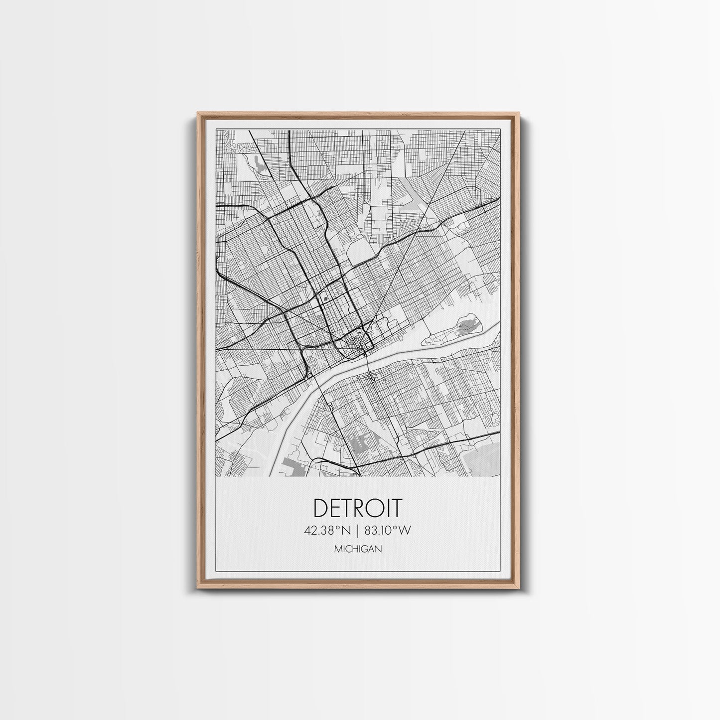 Detroit Street Map, Michigan Map, City Map Art, Minimalist Art, Wall Art, Canvas Print, Wall Art Bedroom, Travel Prints, Gift For Couple