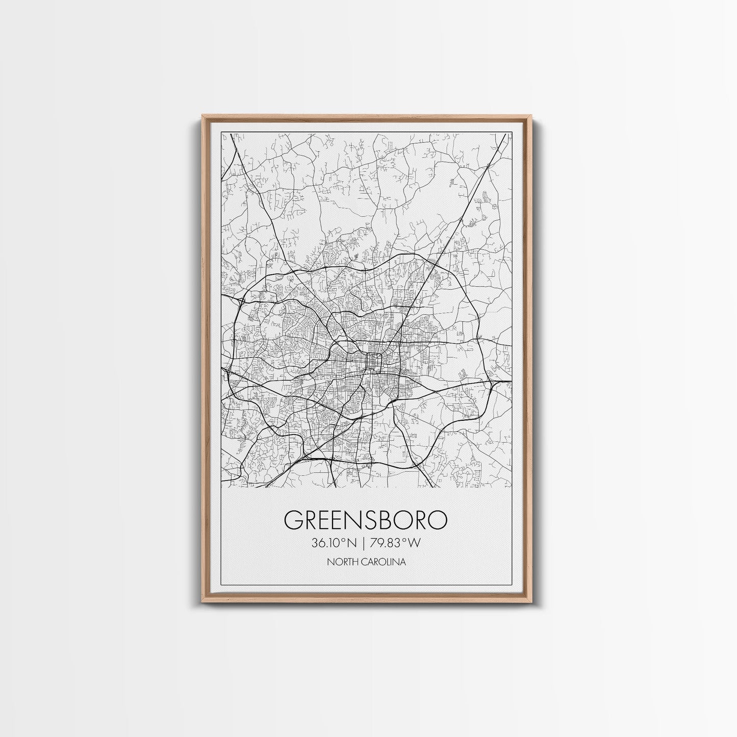 Greensboro Street Map, North Carolina Map, City Map Art, Minimalist Art, Wall Art, Canvas Print, Black And White, Unique Art, Traveler Gift