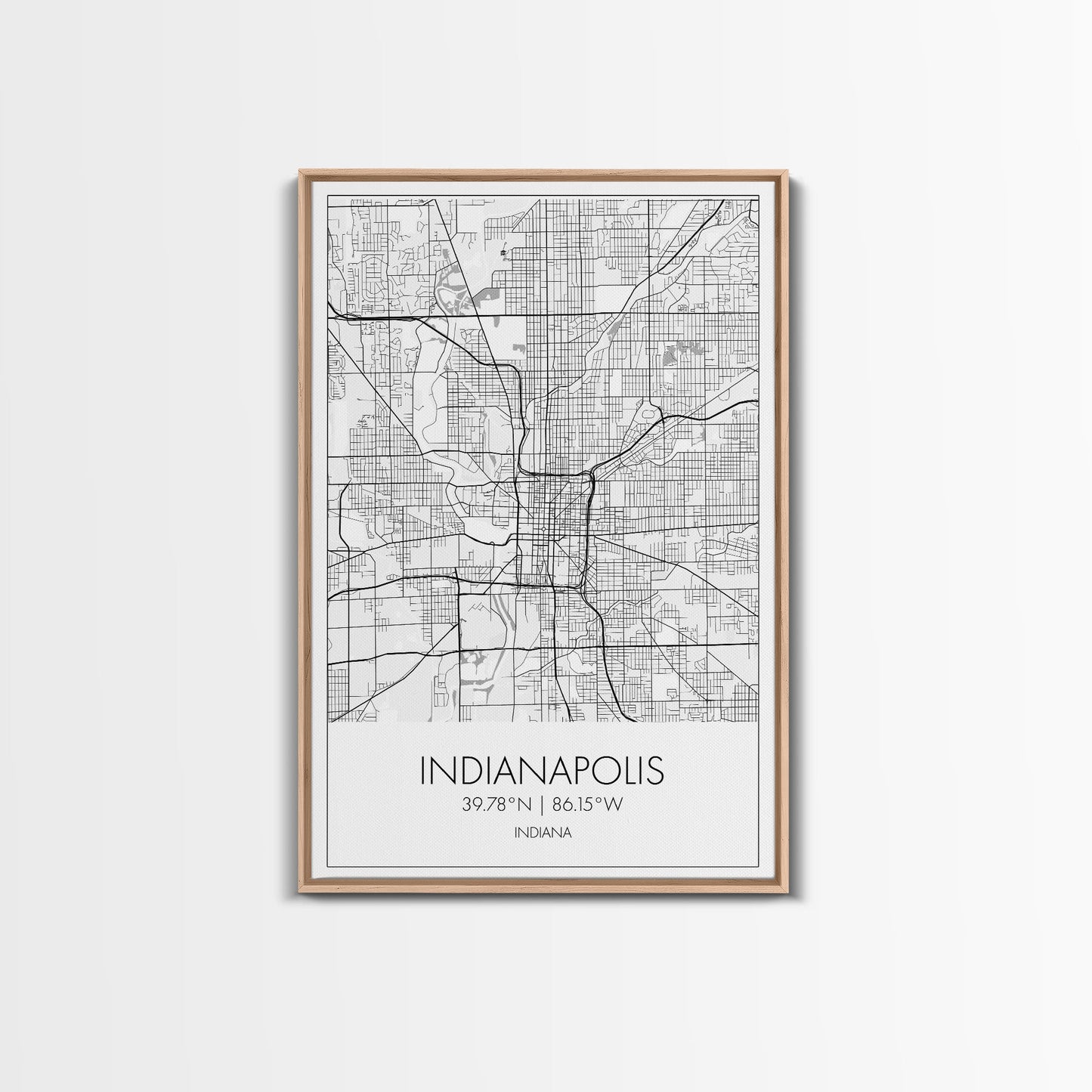 Indianapolis Street Map, Indiana Map, City Map Art, Minimalist Art, Wall Art, Canvas Print, Travel Wall Art, Gifts For Him, Living Room Art