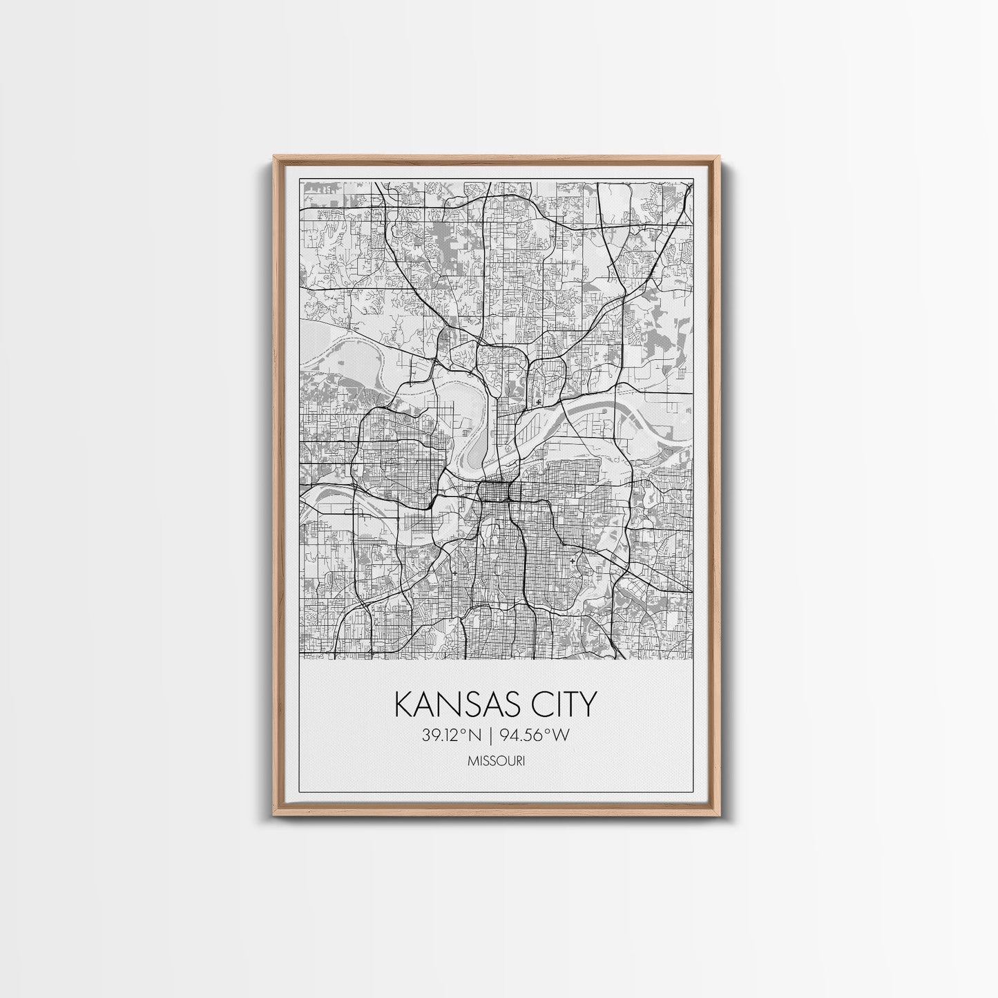 Kansas City Street Map, Missouri Map, City Map Art, Modern Wall Art, Wall Art, Canvas Print, Birthday Gift, Master Bedroom, Travel Wall Art