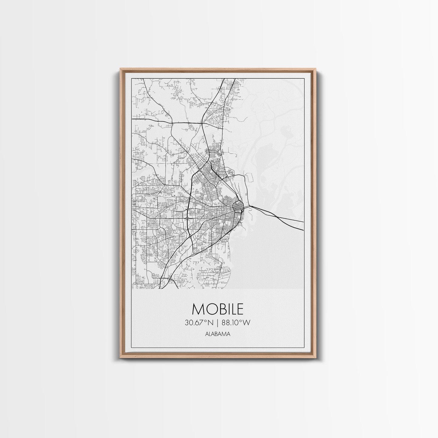 Mobile Street Map, Alabama Map, City Map Art, Modern Art, Wall Art, Canvas Print, Farmhouse Bedroom Art, Mother In Law Gift, Travel Art