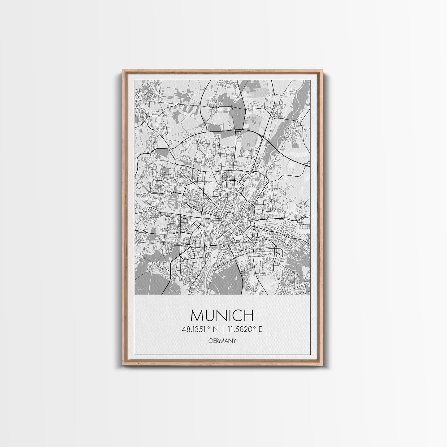 Munich Street Map, Germany Map, Europe City Map Art, Modern Art, Wall Art, Canvas Print, Dorm Wall Décor, Holiday Gift, Travel Wall Print