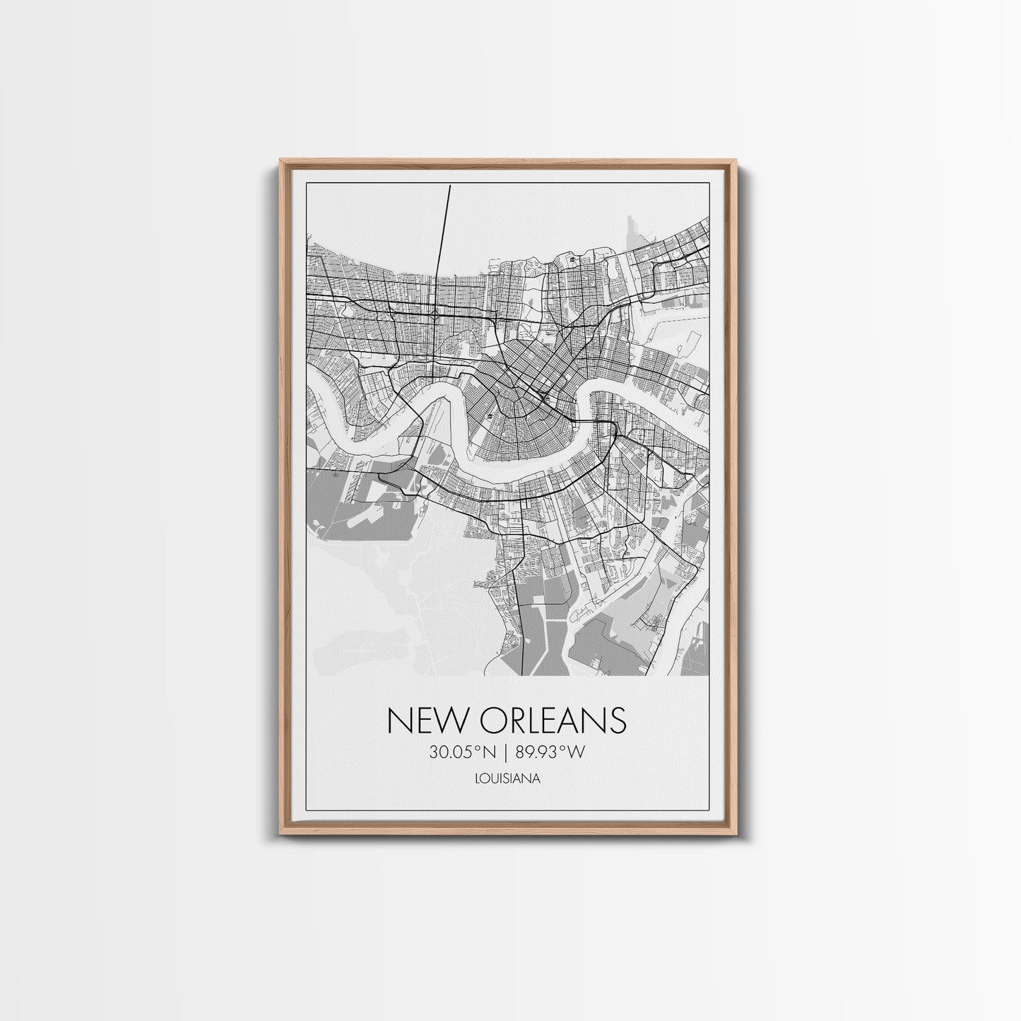 New Orleans Street Map, Louisiana Map, City Map Art, Modern Art, Wall Art, Canvas Print, Above Bed Art, Gift For Travelers, Travel Wall Art