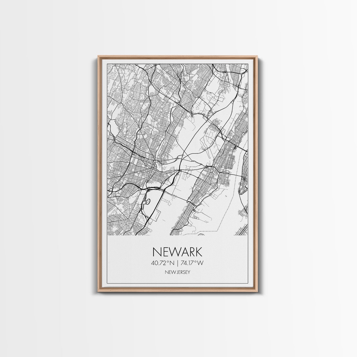 Newark Street Map, New Jersey Map, City Map Art, Modern Art, Wall Art, Canvas Print, Living Room Art, Best Friends Gift, Travel Art