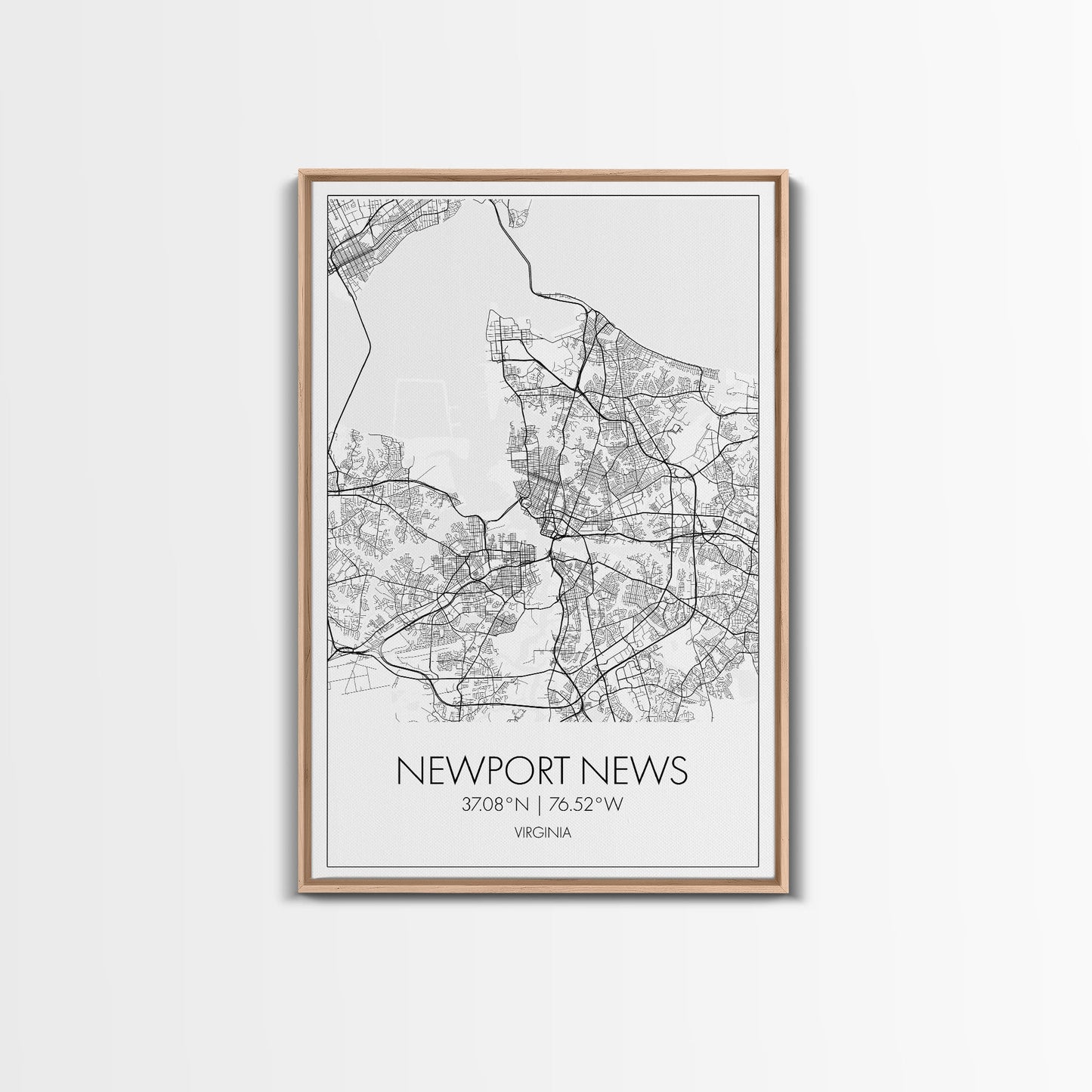 Newport News Street Map, Virginia Map, City Map Art, Modern Art, Wall Art, Canvas Print, Home Wall Décor, Girl Graduation Gift, Travel Art