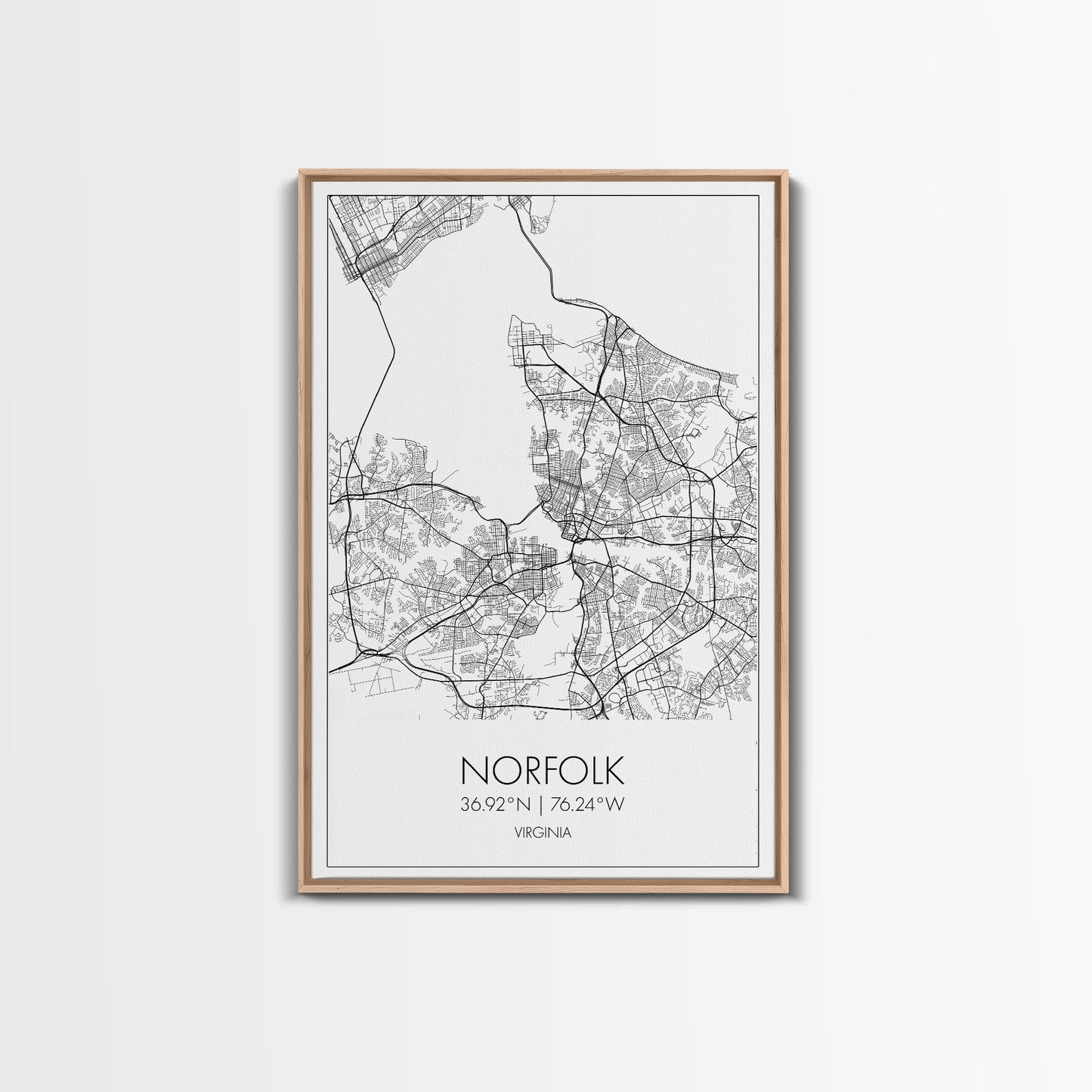 Norfolk Street Map, Virginia Map, City Map Art, Modern Art, Wall Art, Canvas Print, Bedroom Décor, College Student Gift, Travel Print