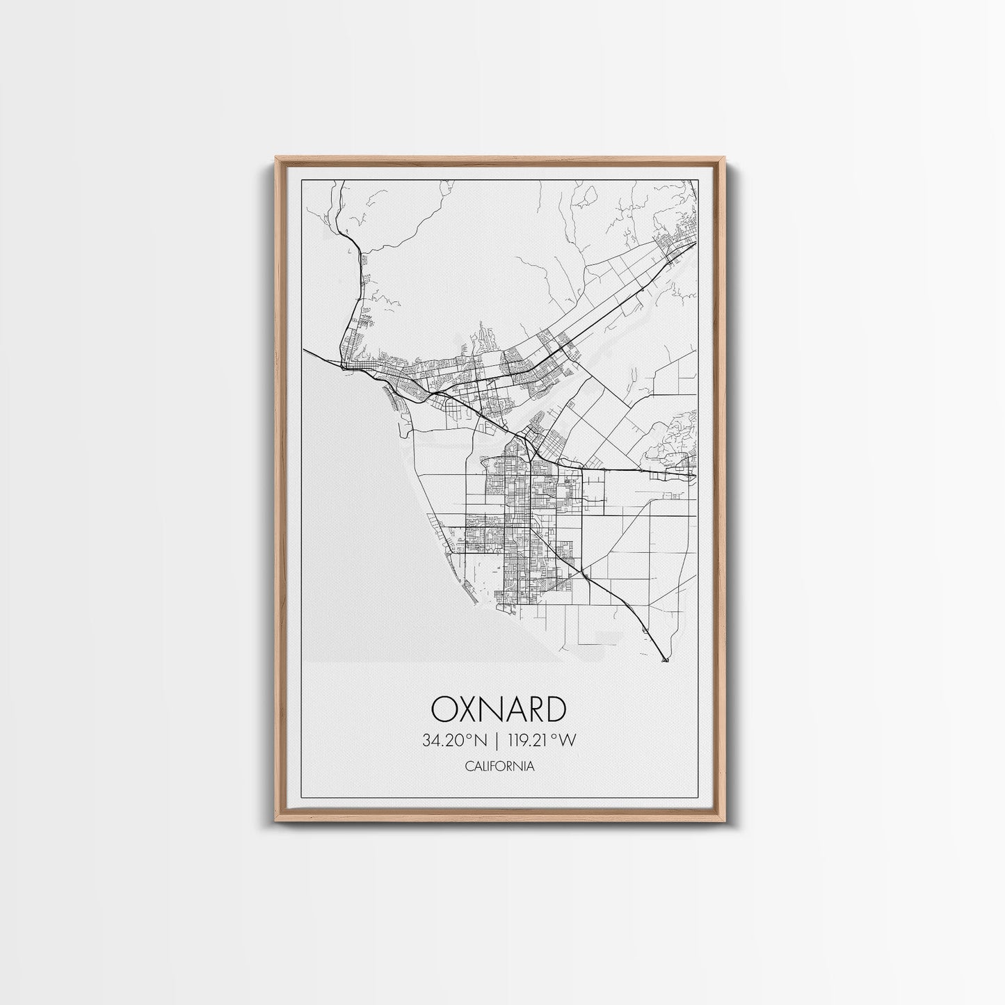 Oxnard Street Map, California Map, City Map Art, Minimalist Art, Wall Art, Canvas Print, Bedroom Print, Anniversary Gift, Travel Wall Print